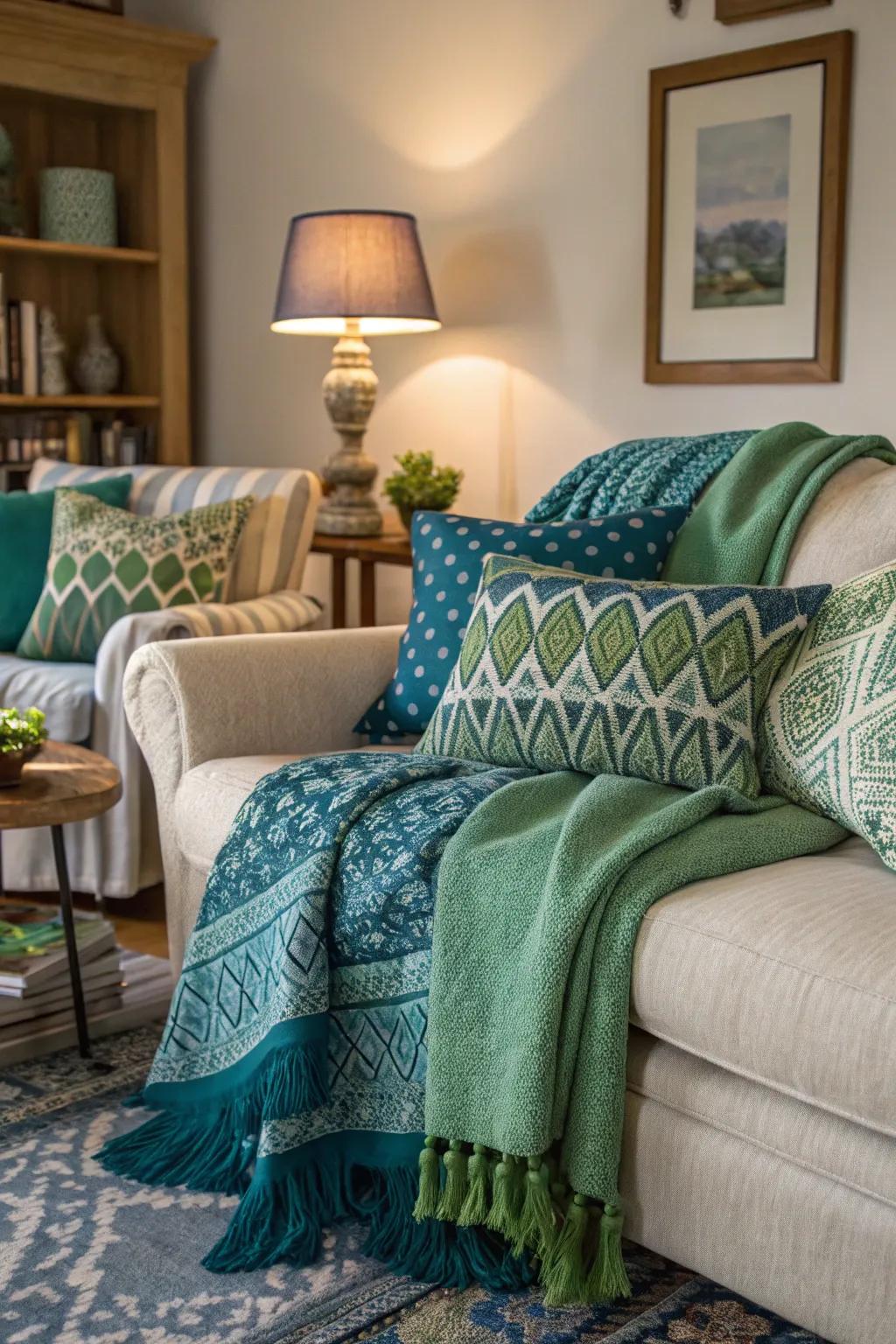 Fabrics in combined designs contribute magnitude and charm.