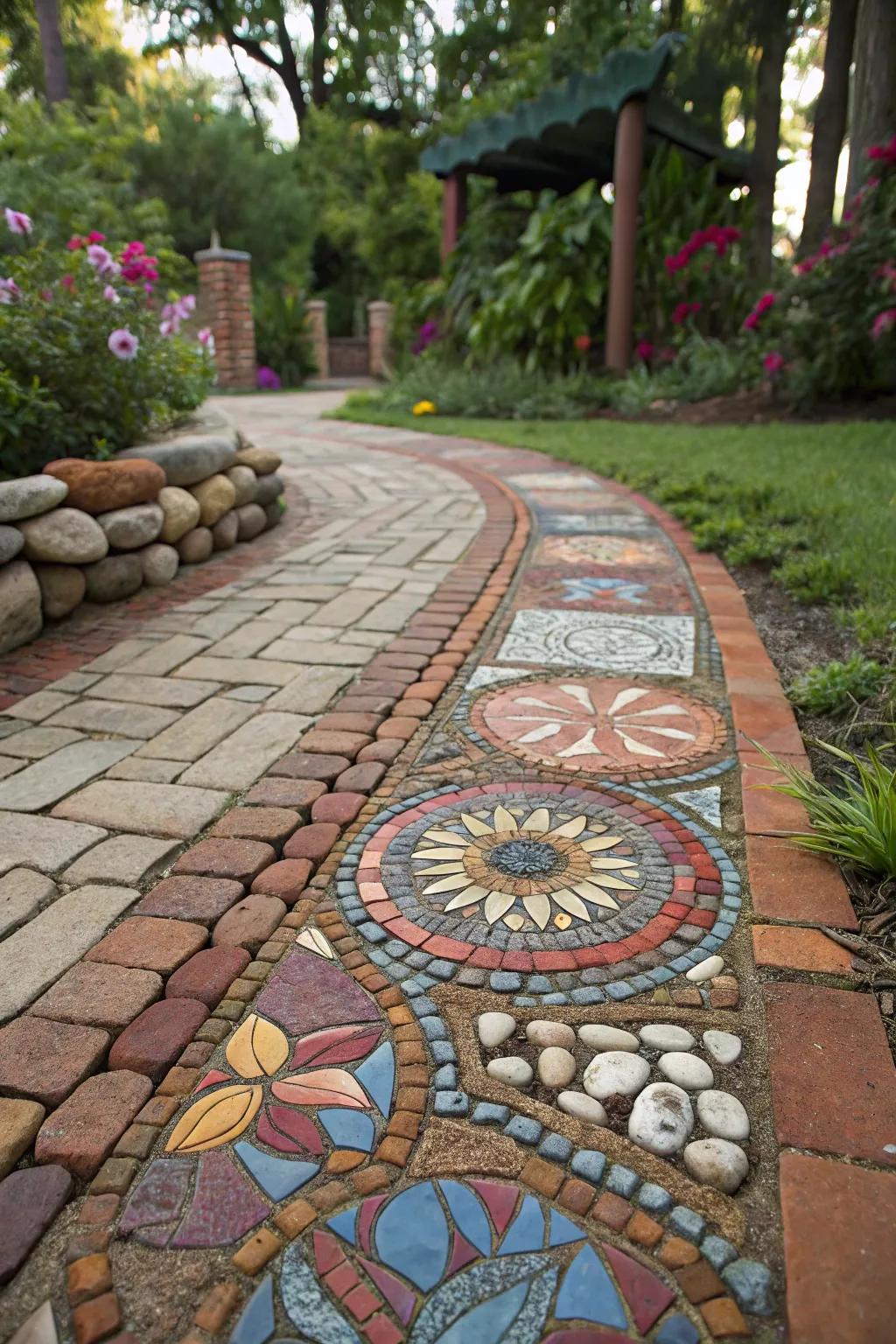 Mosaic designs: Transform your walkway into art.