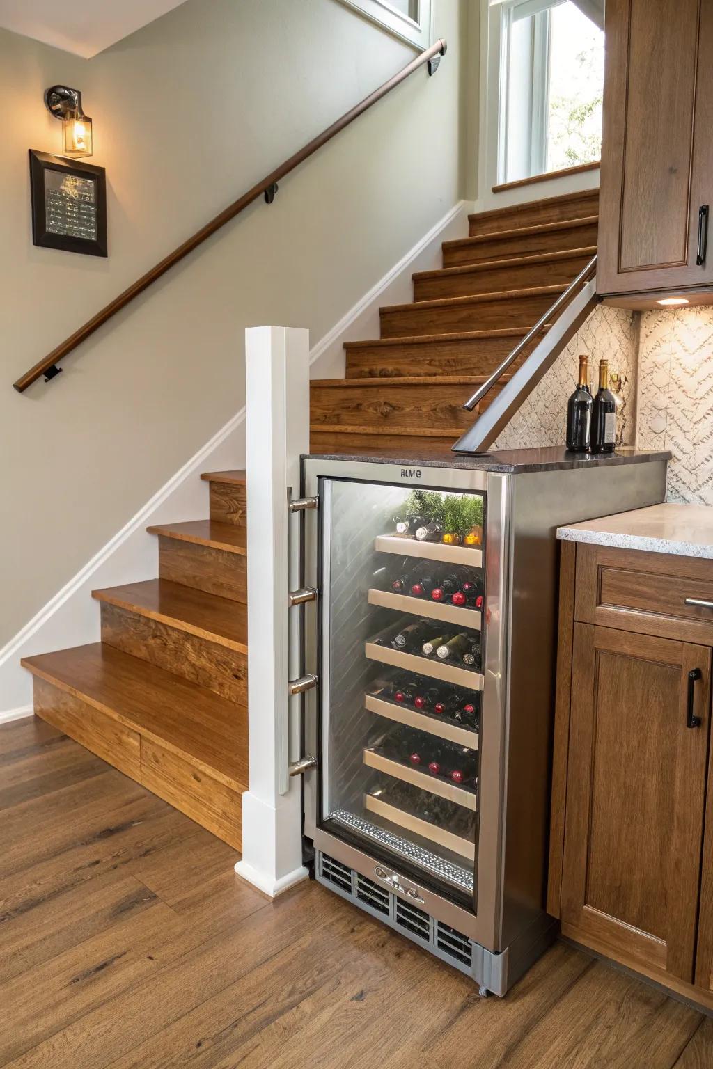 Turn the space under your stairs into a beverage lover’s dream spot.