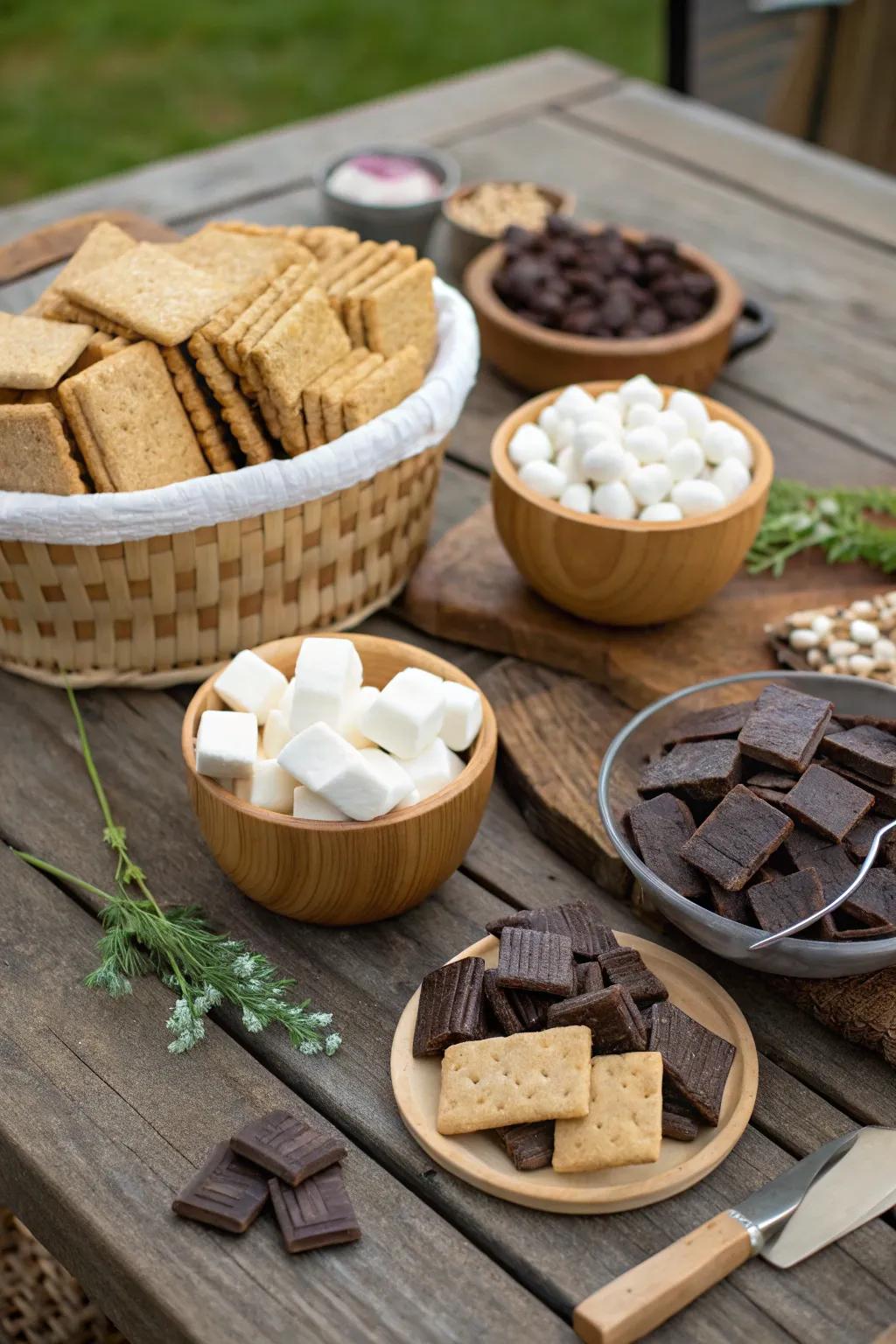 End your BBQ on a sweet note with a DIY s'mores station.