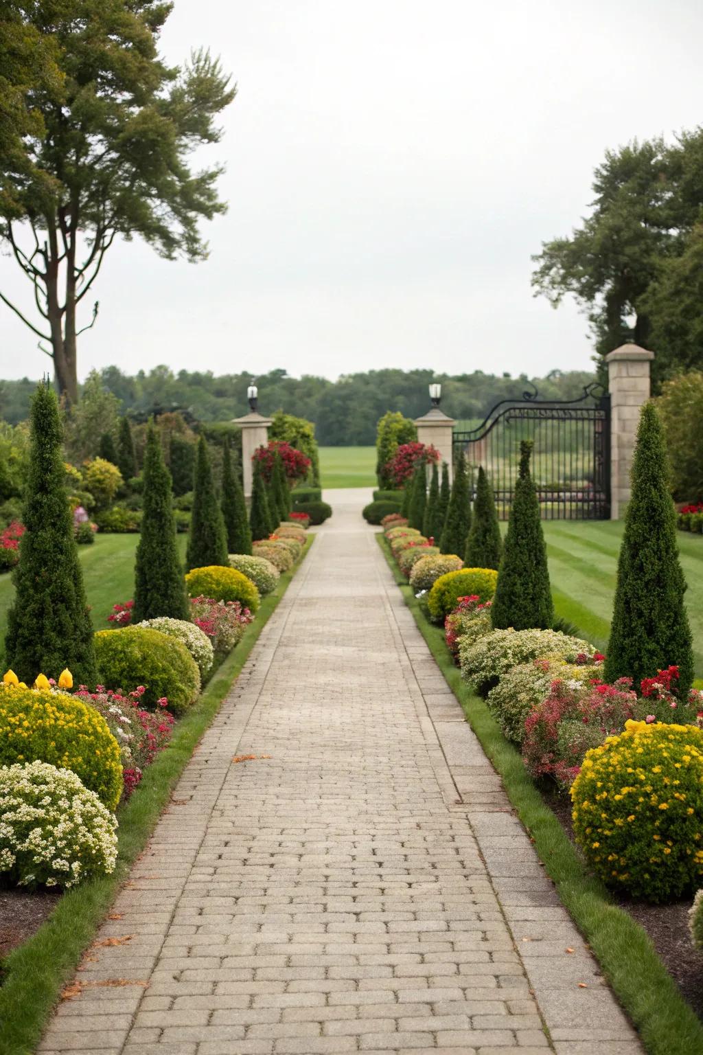 Symmetrical plantings provide a sense of balance and elegance.