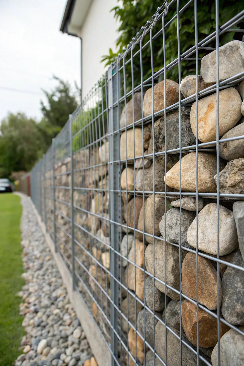 Elevate your yard with the rugged elegance of a gabion wall — where modern design meets timeless craftsmanship.