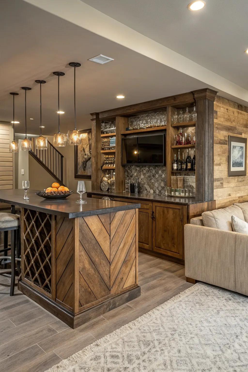 Mix and match styles bring character to your home bar.