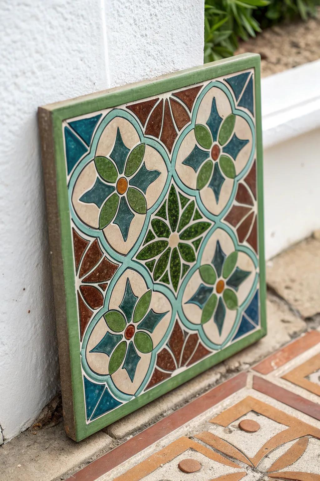 Discover serenity in every shade with this nature-inspired mosaic tile masterpiece.