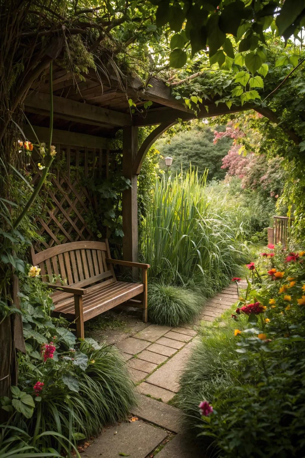 Secret garden nooks provide a secluded retreat.