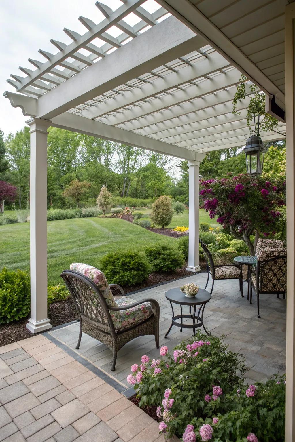 Partially covered porches offer a blend of sun and shade.