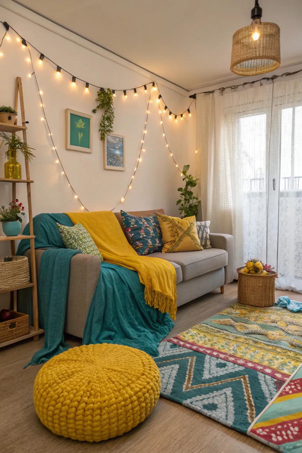 Color accents bringing life to a studio.