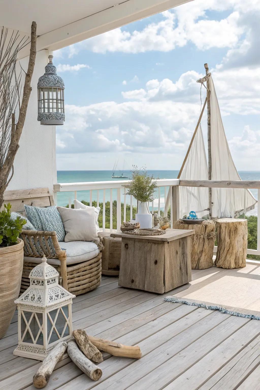A coastal-themed deck that brings the beach vibes to your backyard.