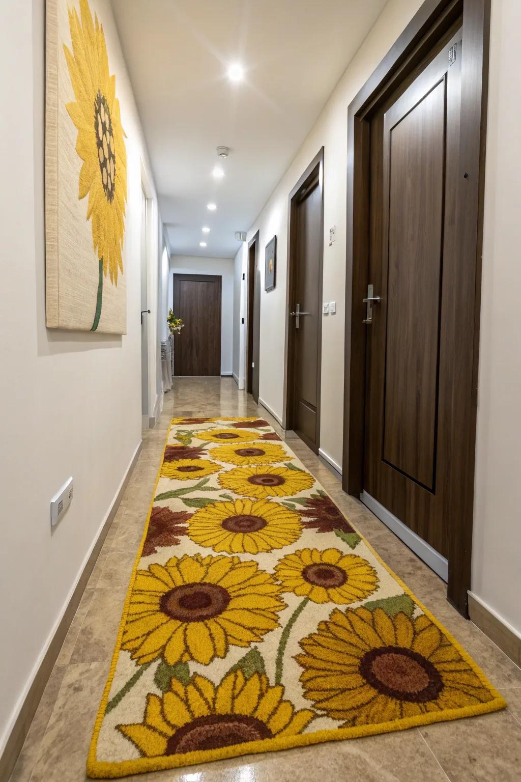 A sunflower rug adds a pop of color and charm to your floors.