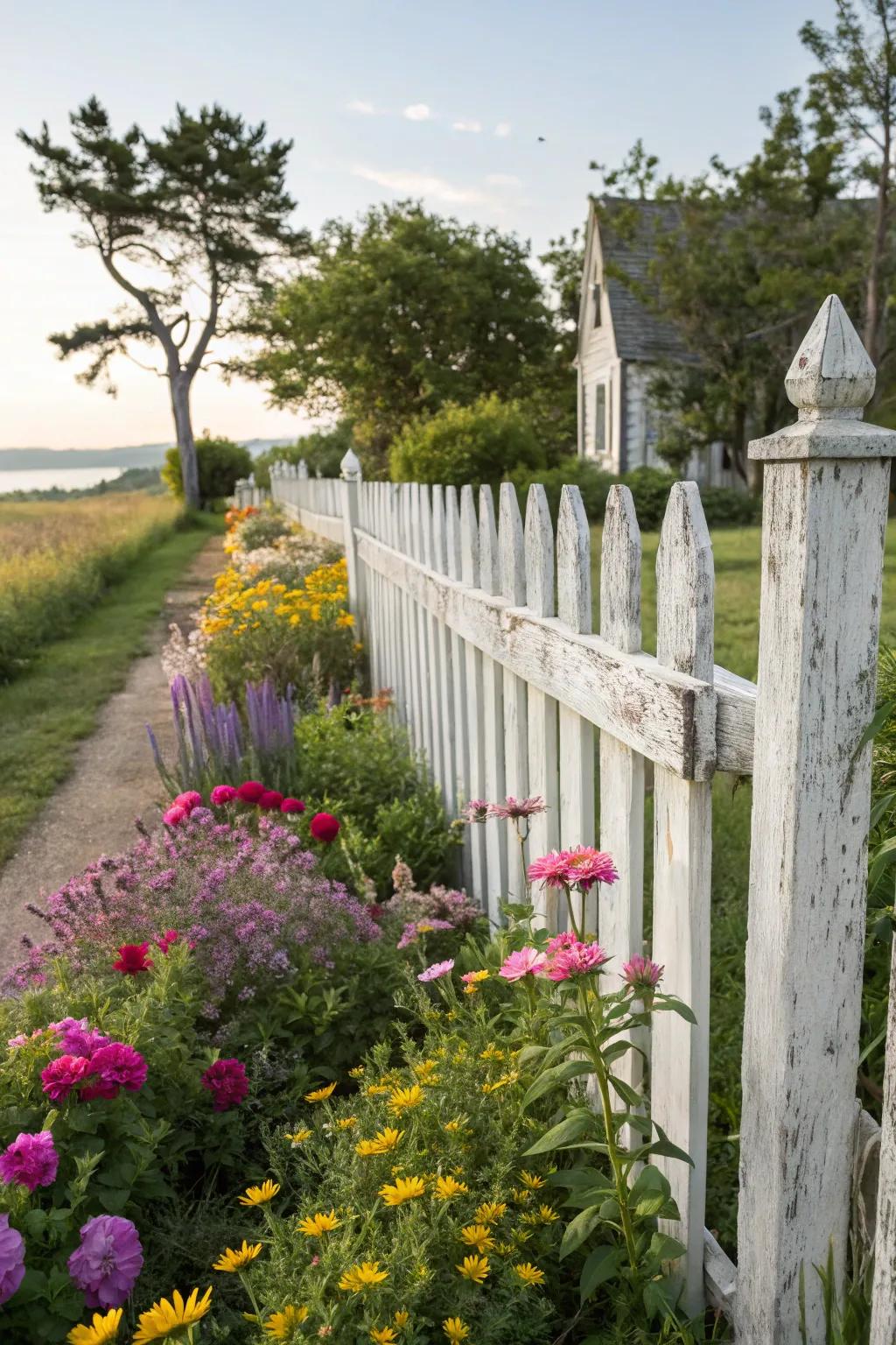 The quintessential picket fence evokes ageless allure.