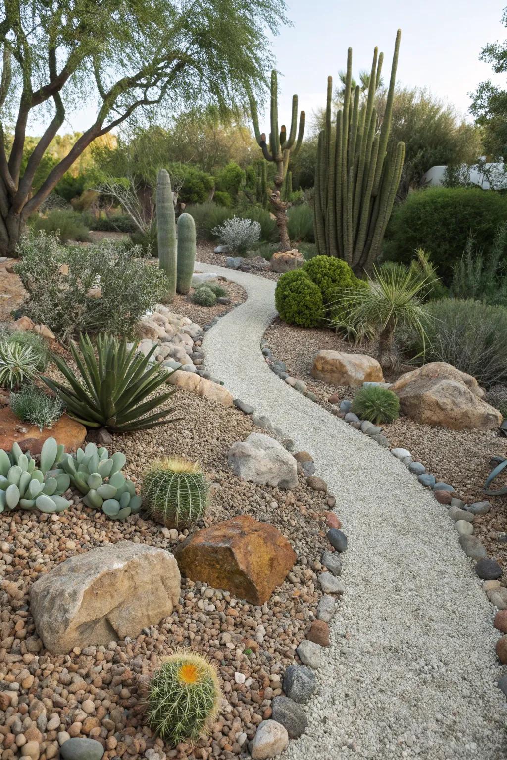 Experiment with gravel sizes for added texture in your garden.