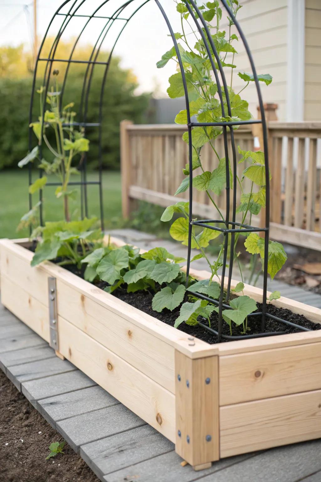 Elevate your garden game with a minimalist cantaloupe trellis that blends style and functionality effortlessly.