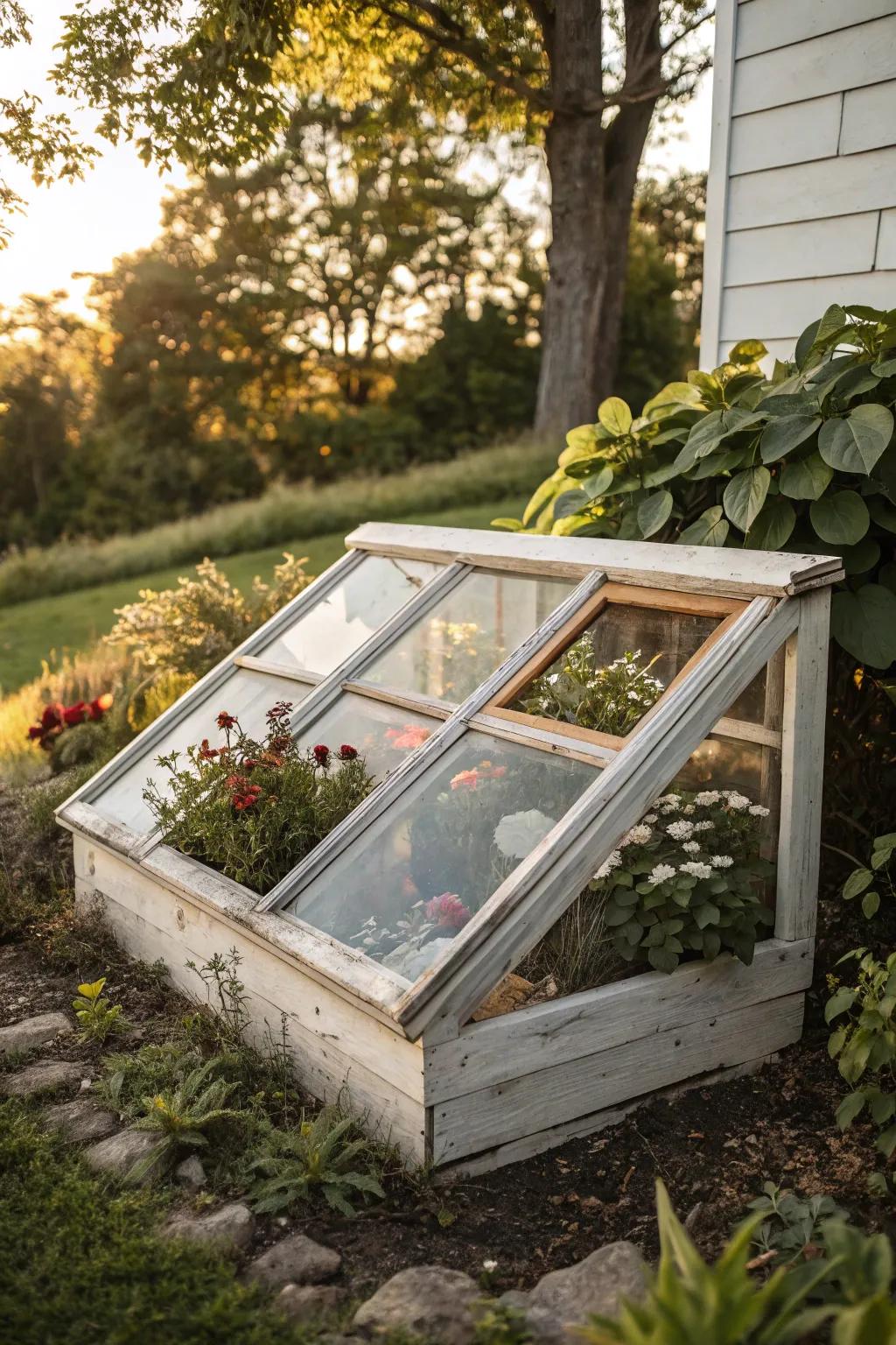 Embrace the charm of vintage and give your plants a head start with these stunning DIY mini cold frames.