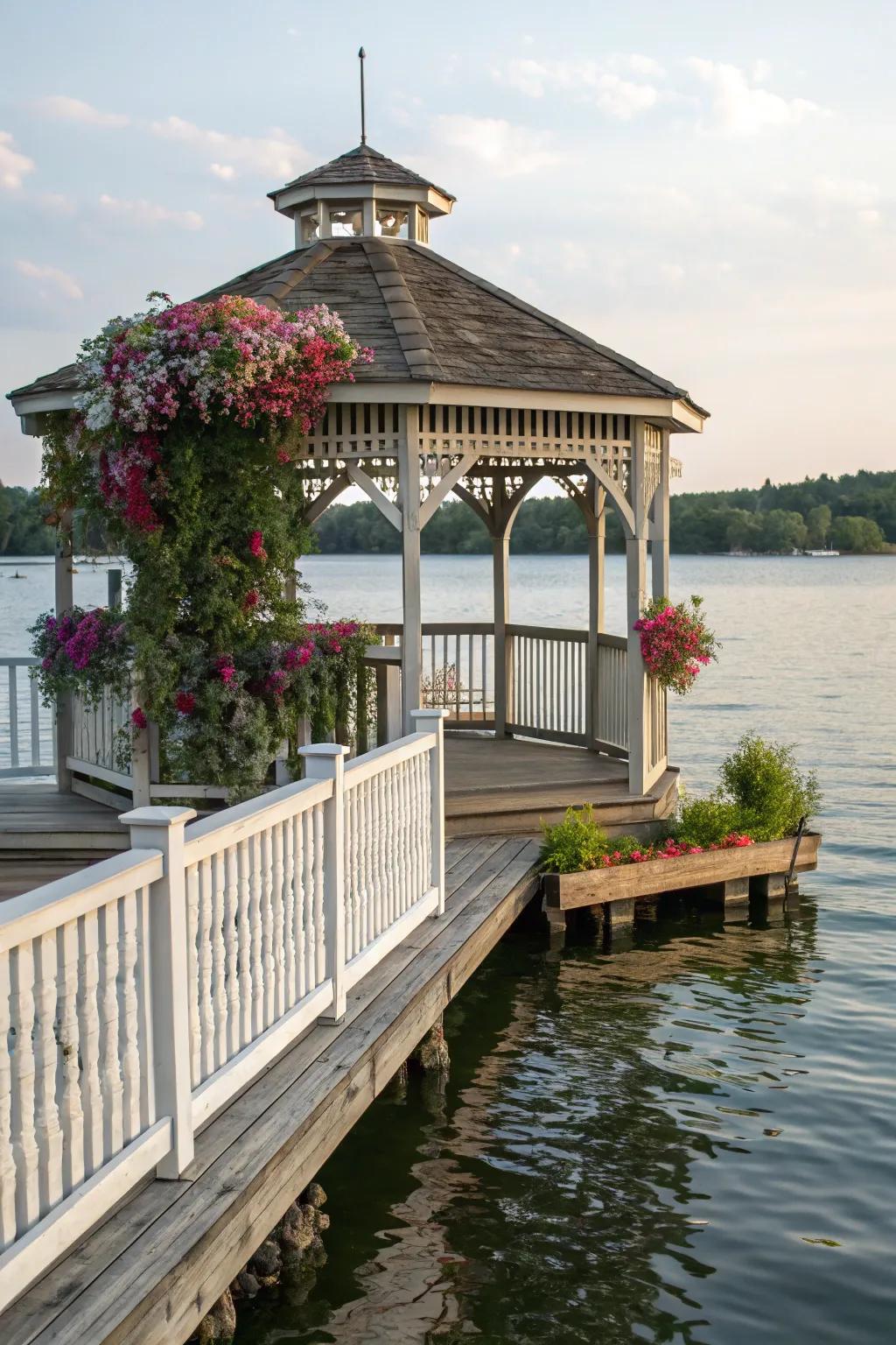 Bring storybook charm to your dock with a quaint cottage-style gazebo.