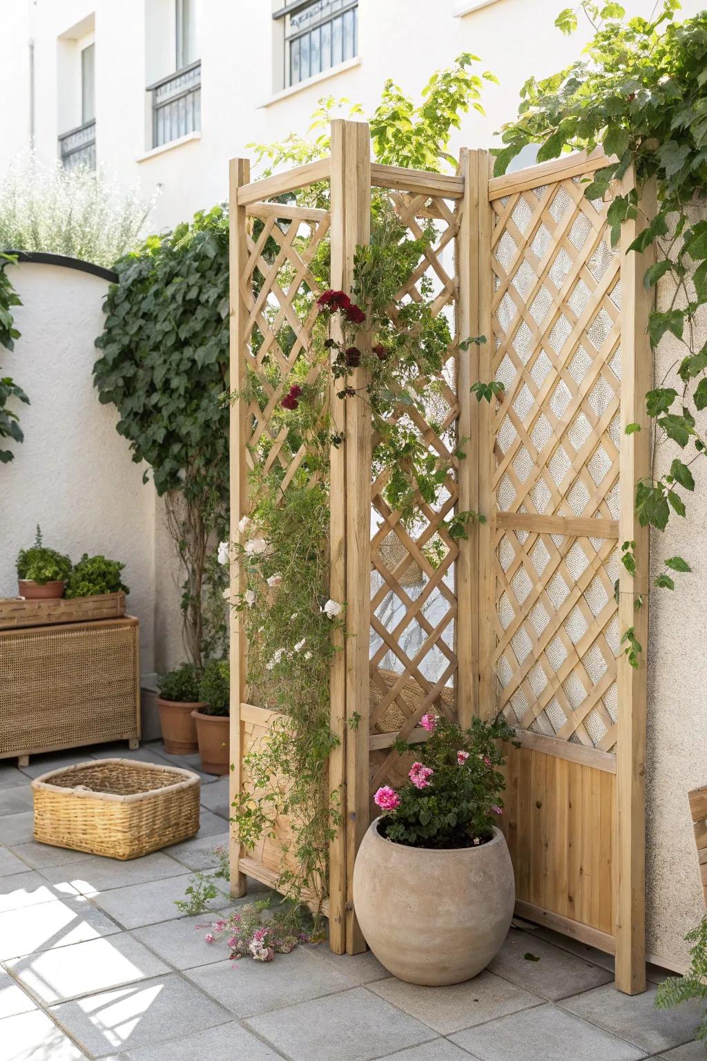 Transform your urban garden into a serene oasis with a stylish privacy screen trellis.