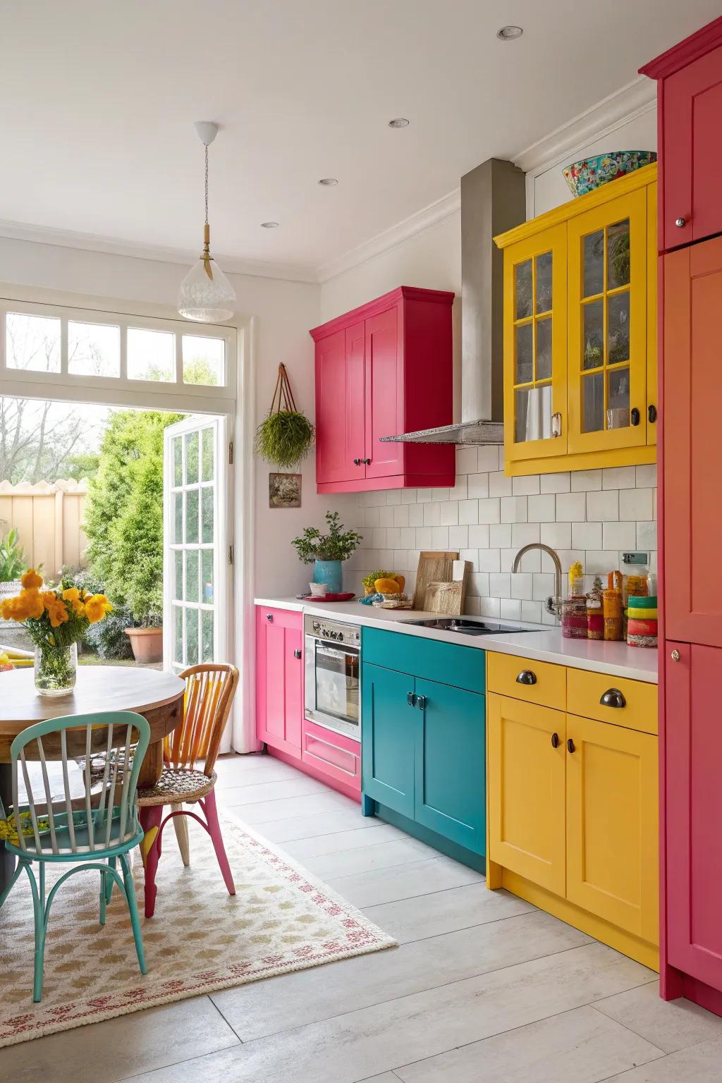 A vibrant pop of color that enlivens the kitchen.