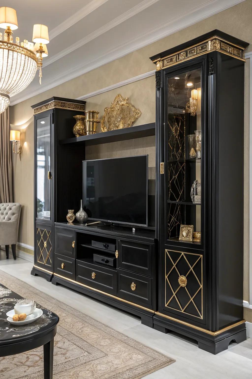 A bold black entertainment hub creating a statement.