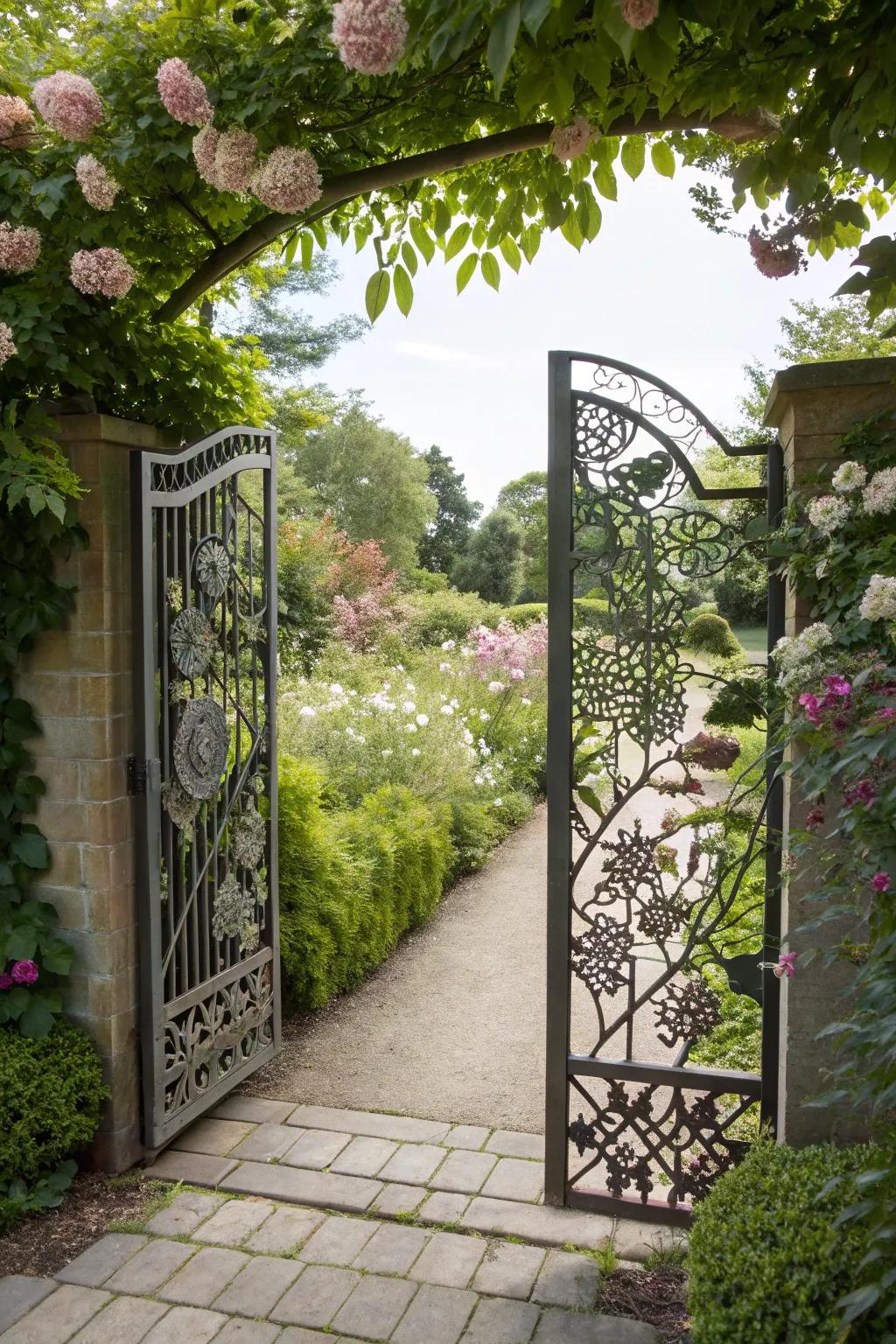Artistry meets function with metal outline gates.