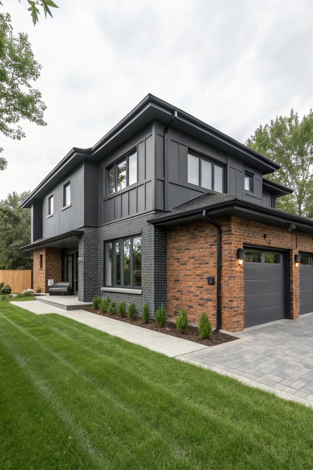 Charcoal gray and brick - modern sophistication