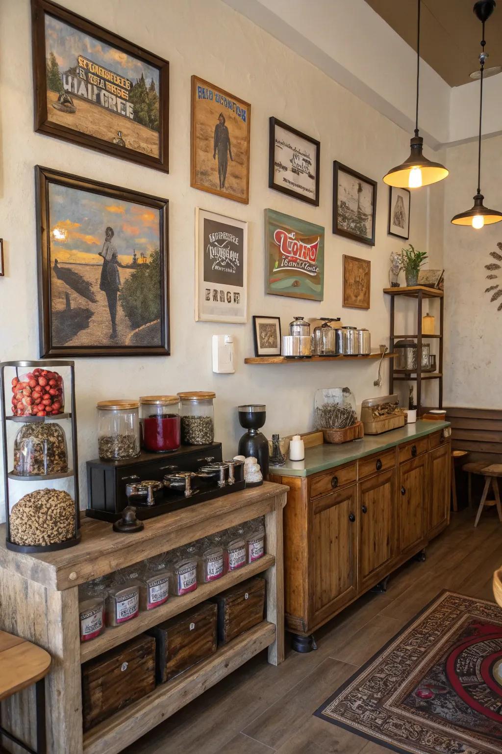 Unconventional art for visual engagement.