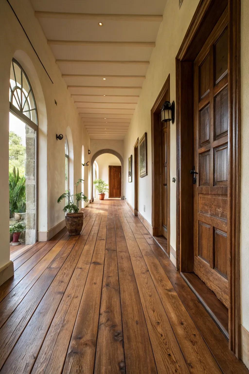 Wide plank floors are a staple of traditional farmhouse design.