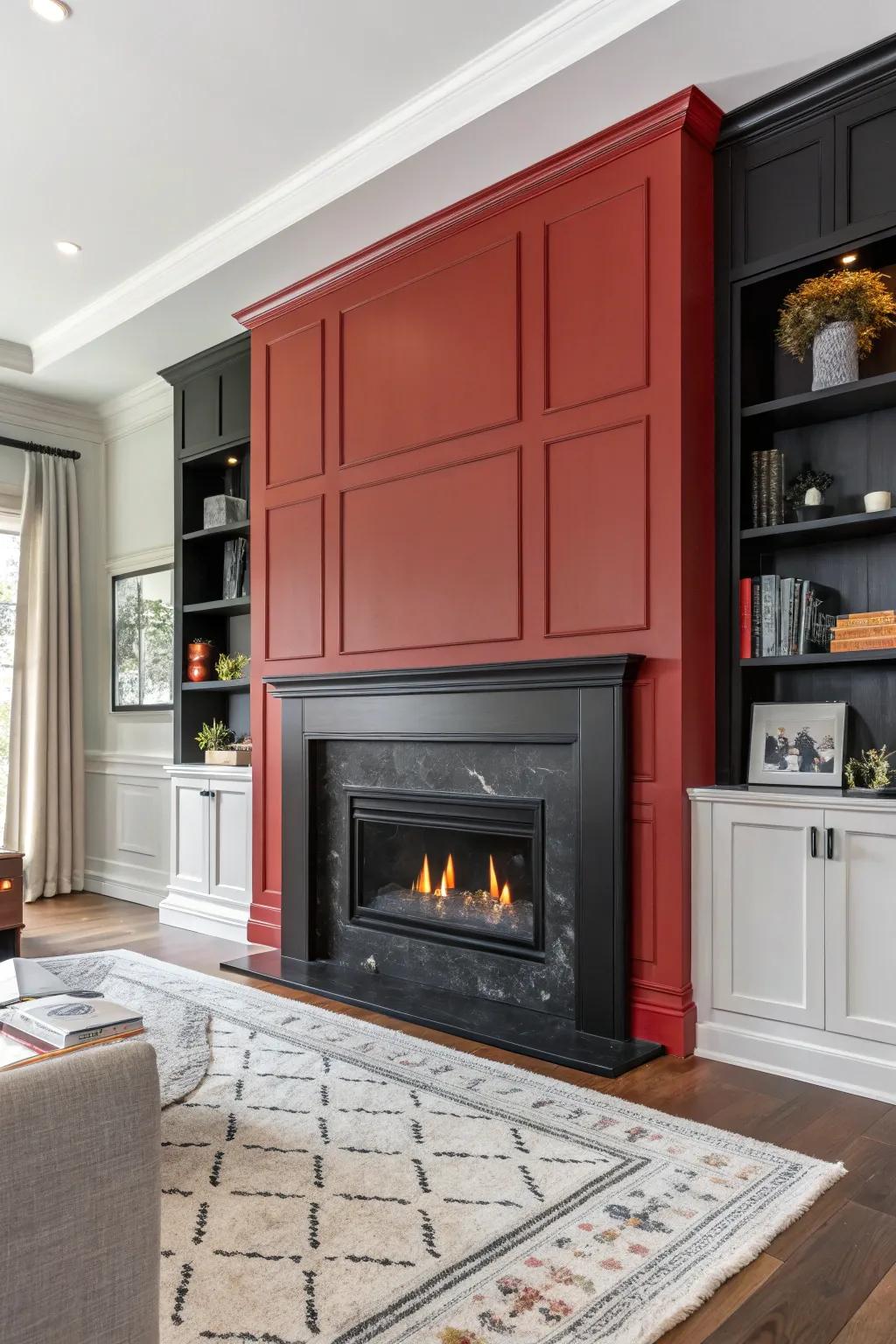 Differing shades make this fireplace a striking feature.