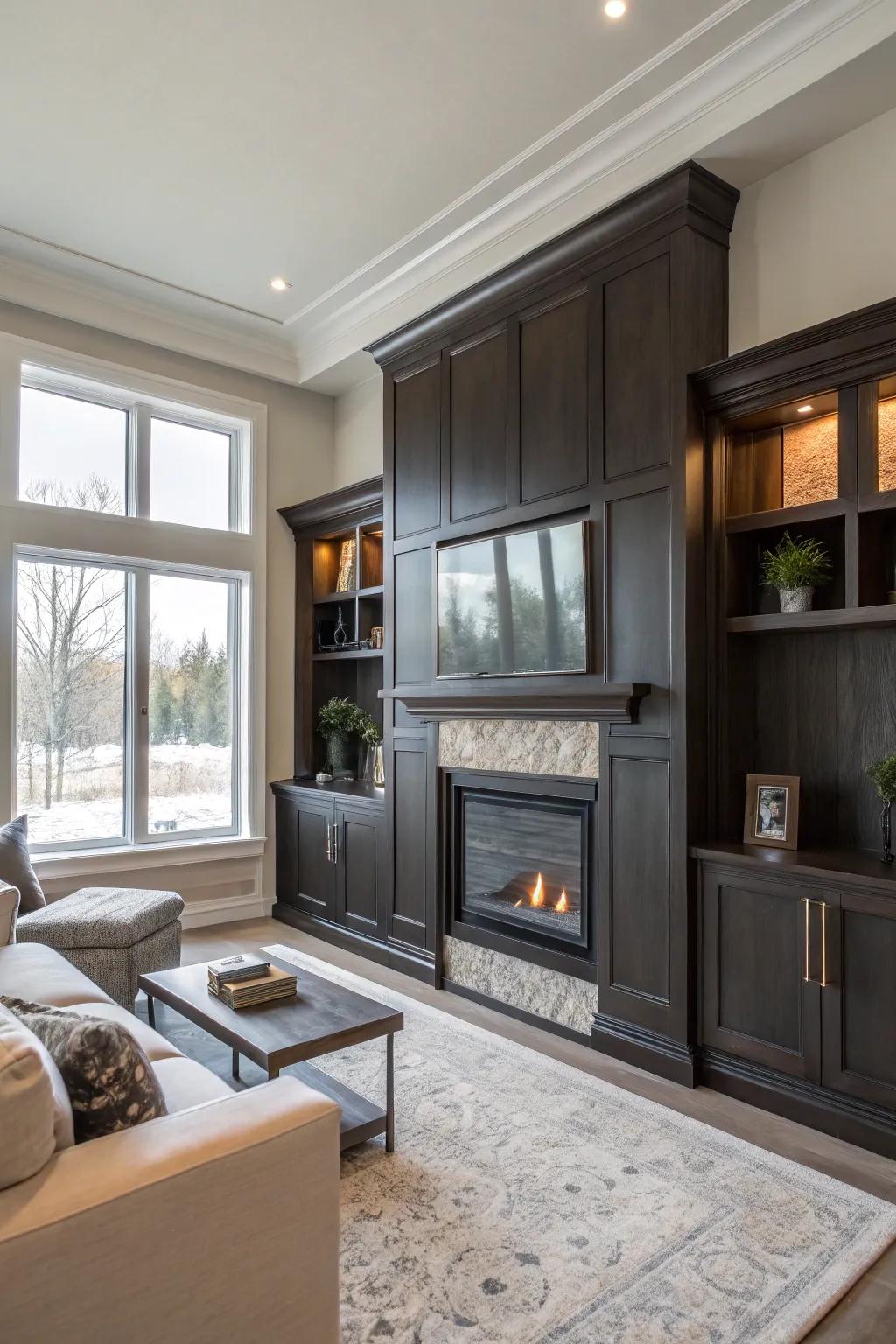 Custom-built cabinets offer a seamless and intentional design.