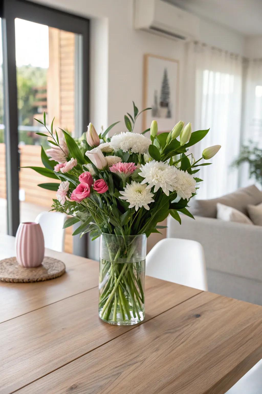 A modern minimalist bouquet exuding sophistication and simplicity.