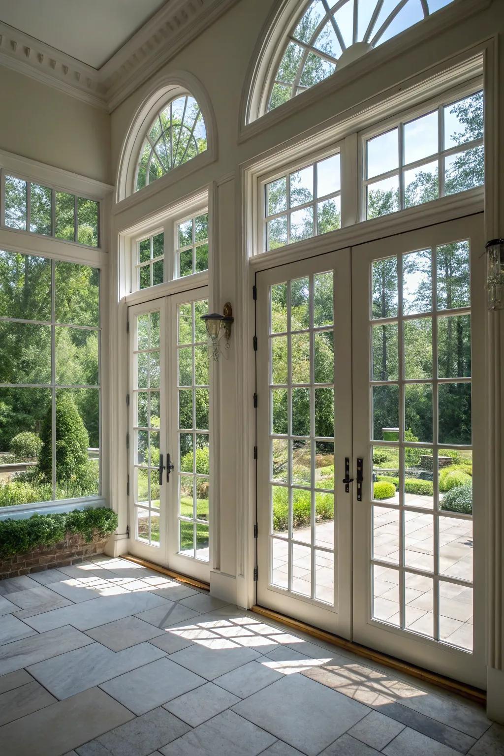Maximizing light with French doors and adjacent windows