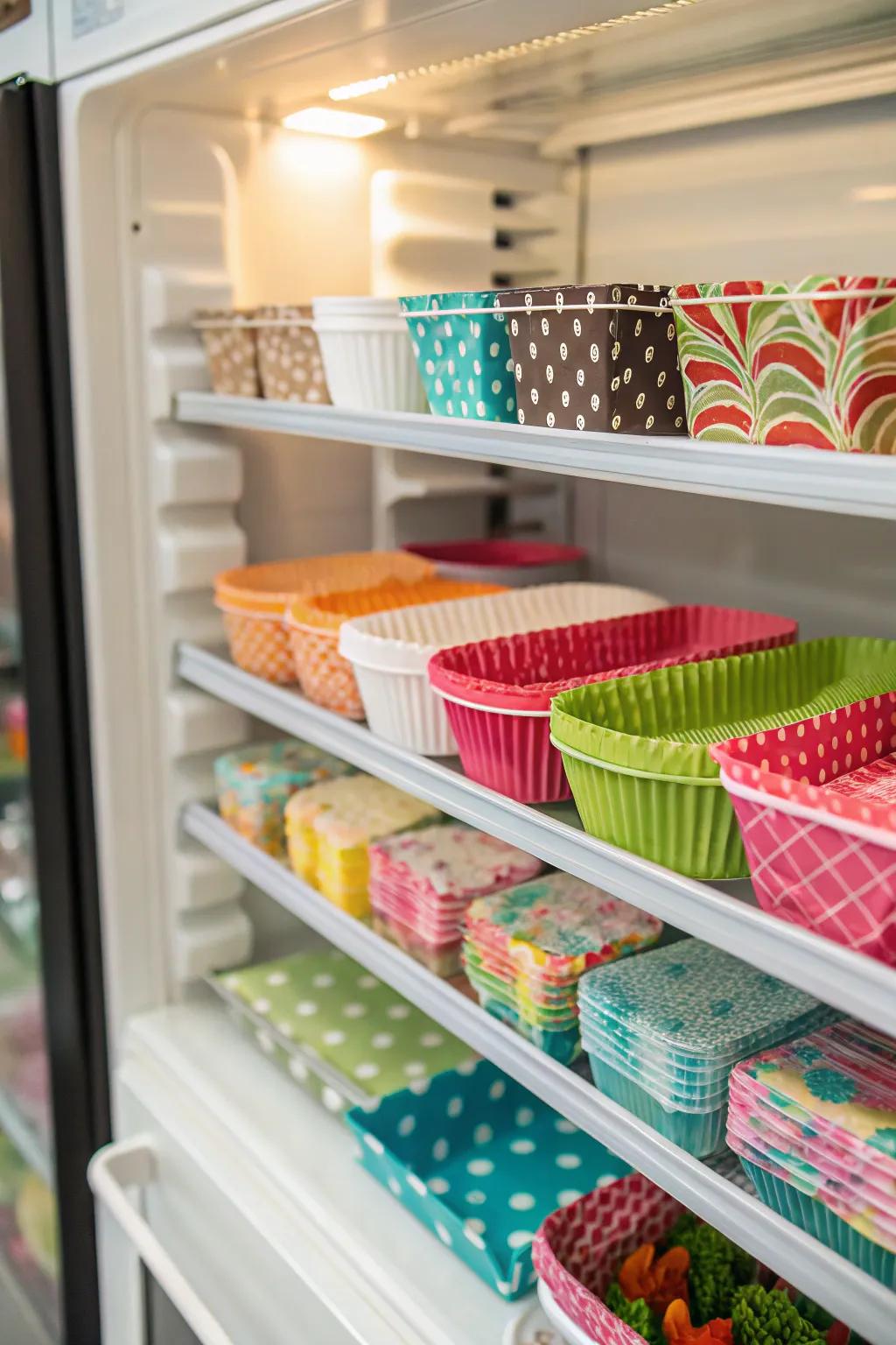 Colorful fridge liners add style and protect against spills.
