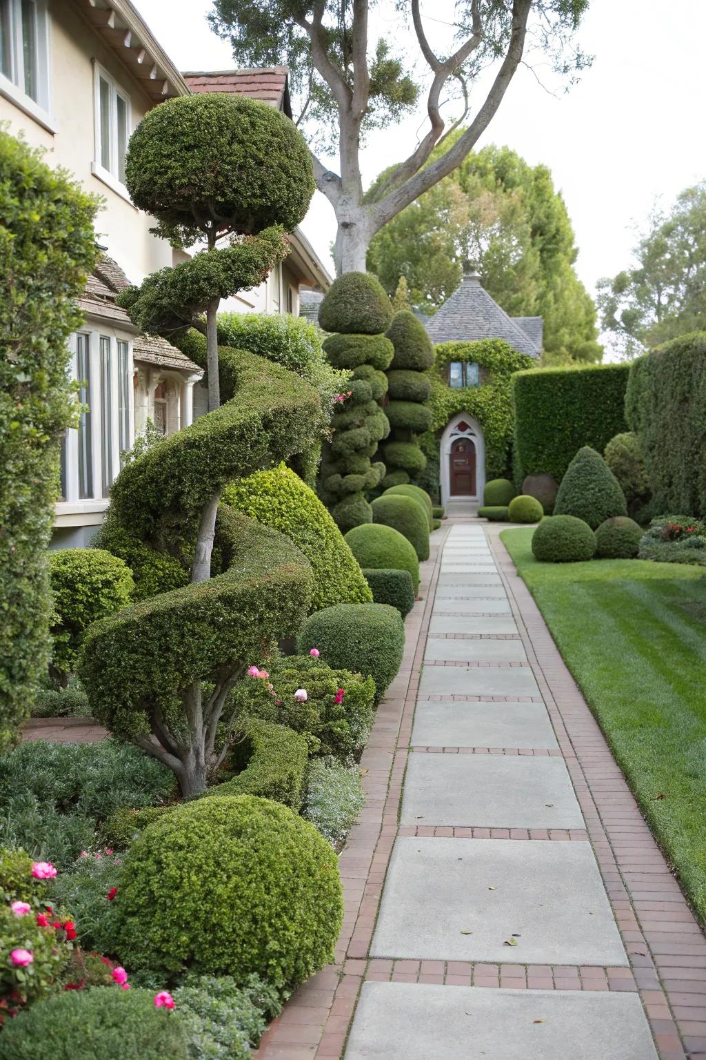 Sculpted greenery introduces a component of artistry and formality to your garden layout.