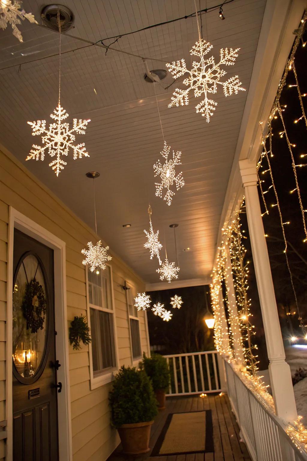 Snow Crystal Decorations convert your porch into a winter wonderland.