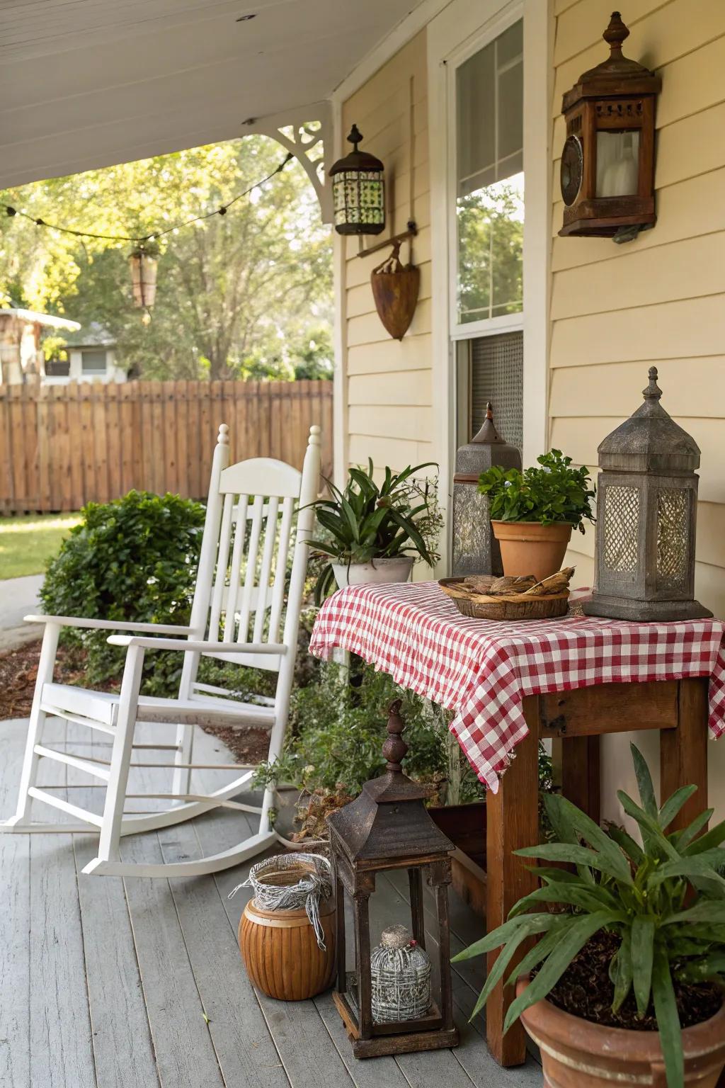 Vintage finds add charm and character to this porch.