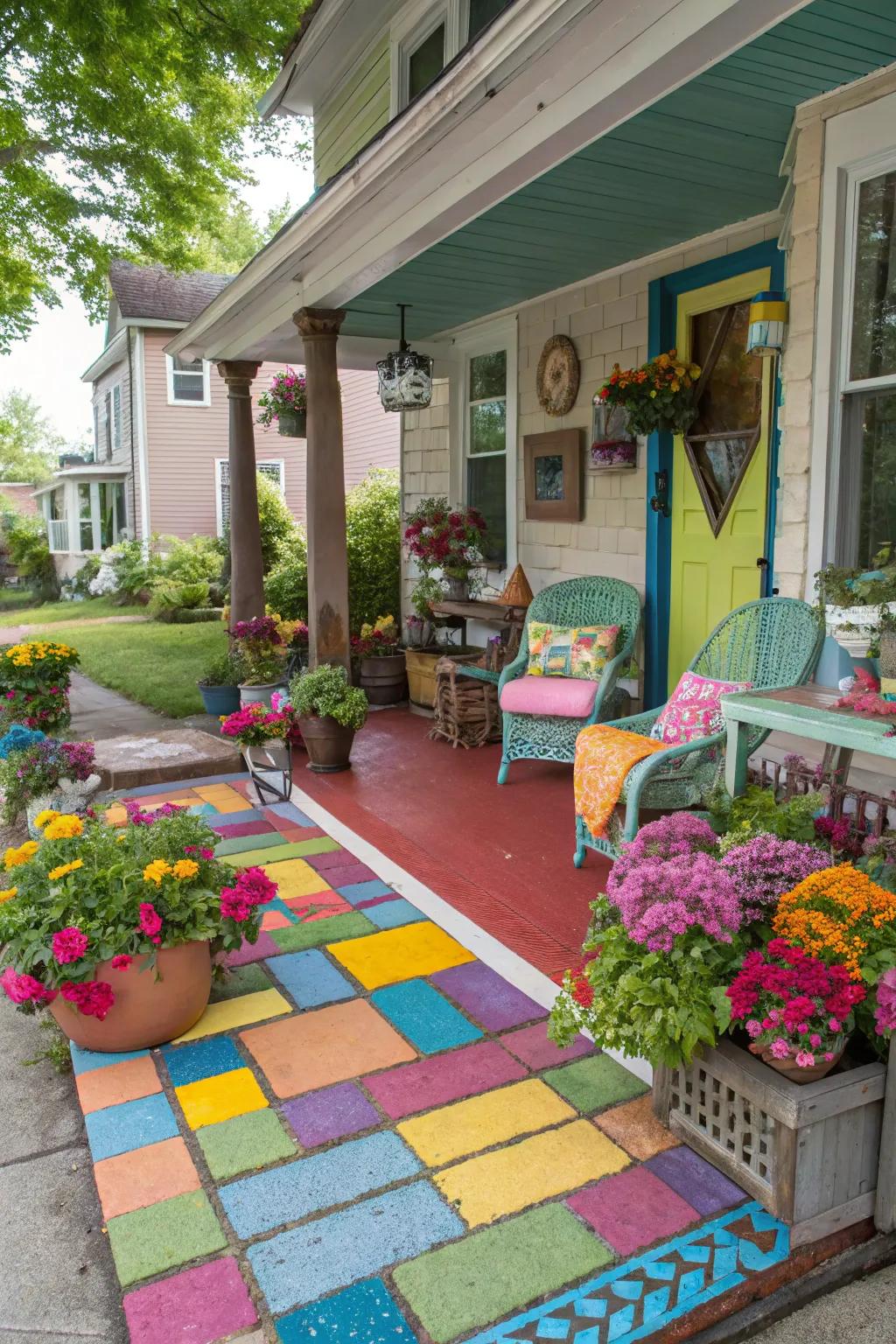 Colored pavers bring a splash of character.
