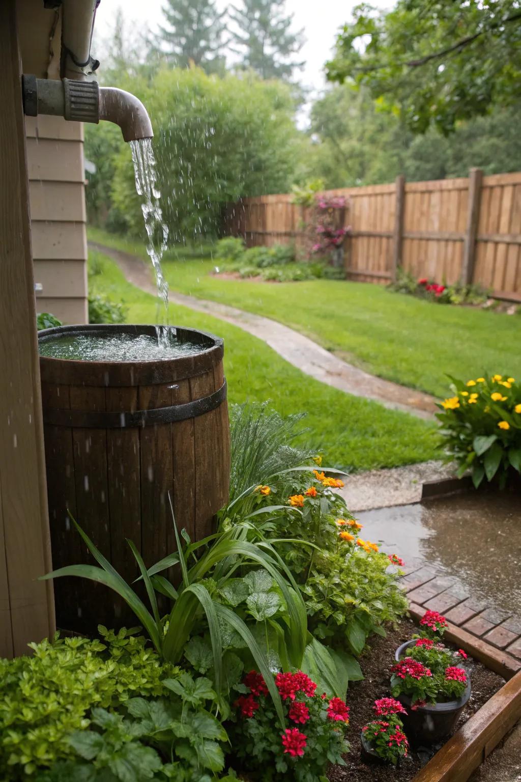 Rain barrels are a clever method to save water and nurture your plants.