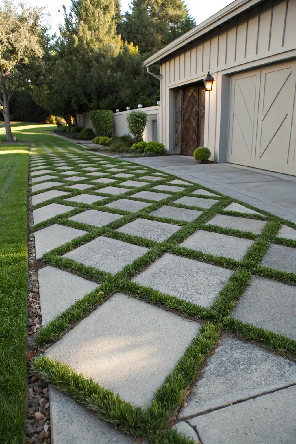 Diagonal patterns of grass generate a lively twist.
