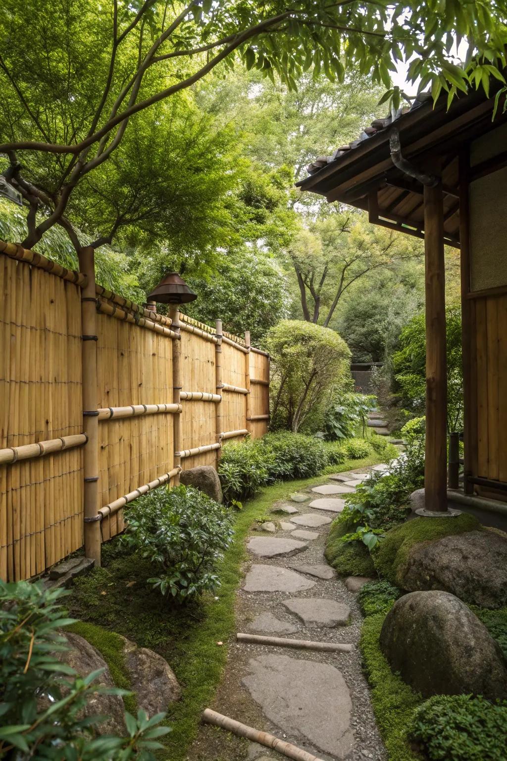 Bamboo fencing is a stylish and natural screening option.