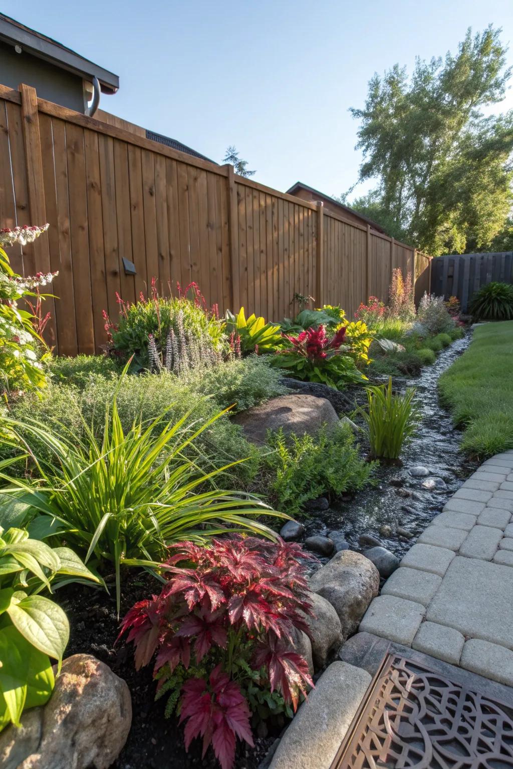 Transform your backyard with a stunning rain garden that embraces nature and craftsmanship.
