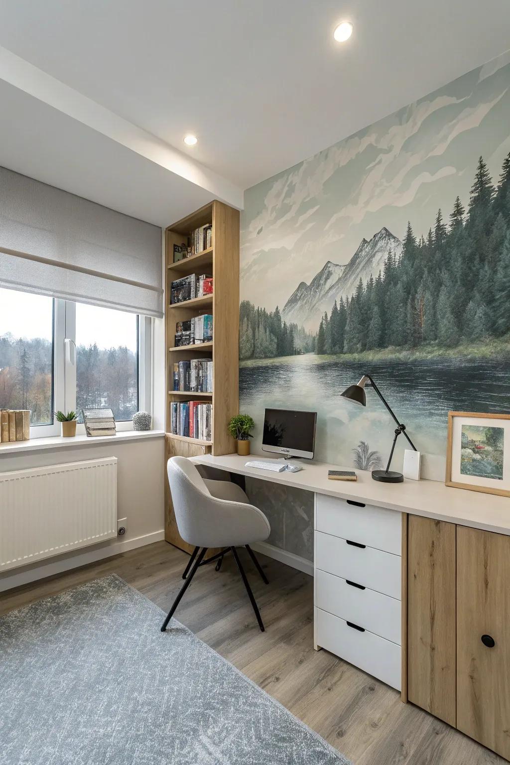 A tailored wall painting imparts personal flair and inspiration.