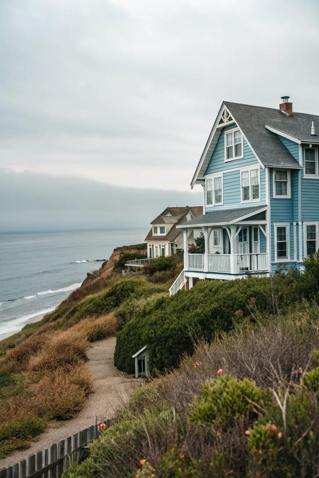 Coastal siding for a serene and beachy atmosphere.