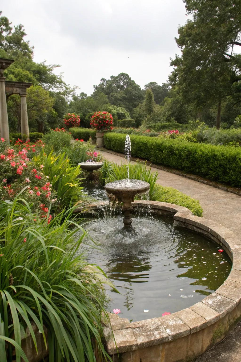 Water features bring tranquility and natural beauty.