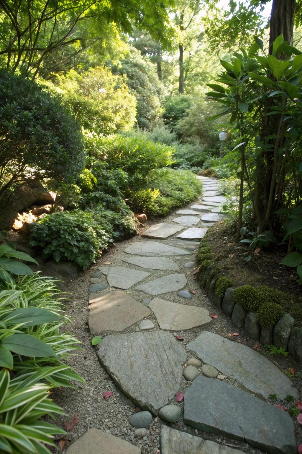Unveil the magic of your backyard with a handcrafted stone path to a secret garden.