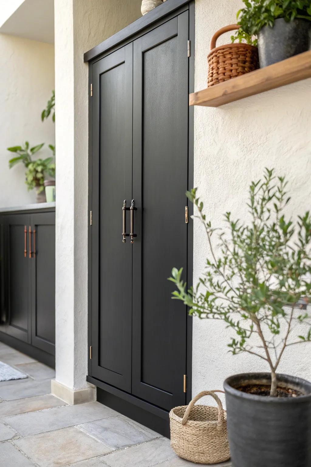 Elevate your kitchen with the bold elegance of matte black cabinetry for a stunning contrast.