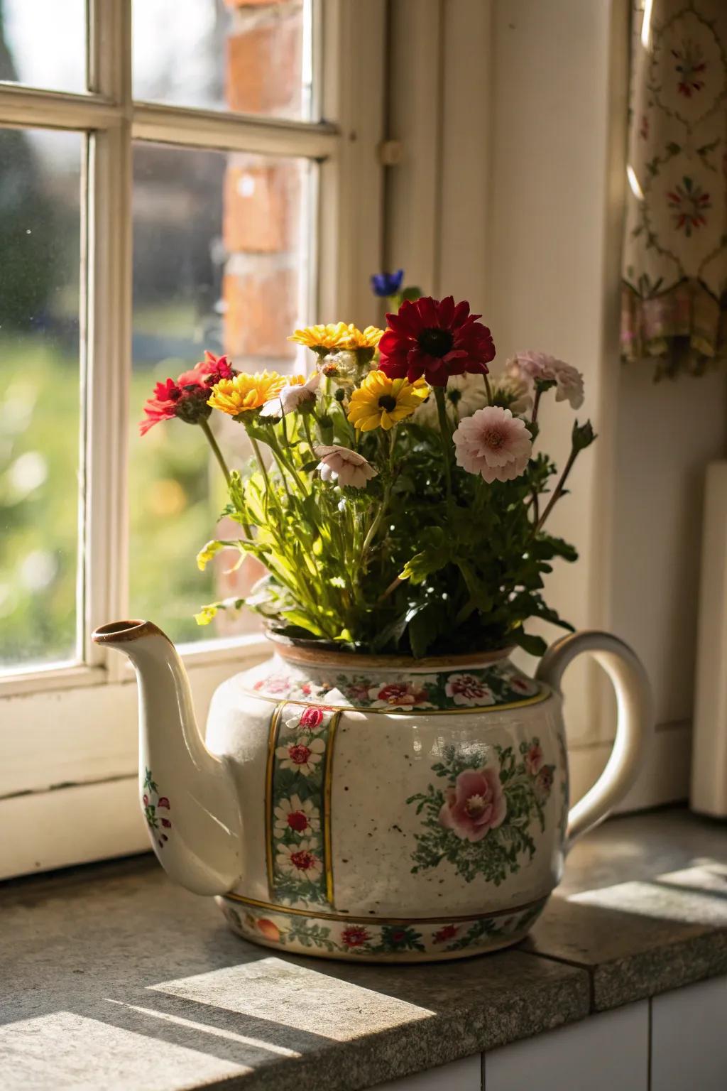 Repurpose vintage finds for unique planters.