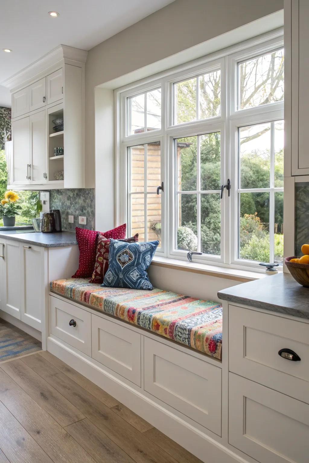 A practical bench seat with storage in your bay window.