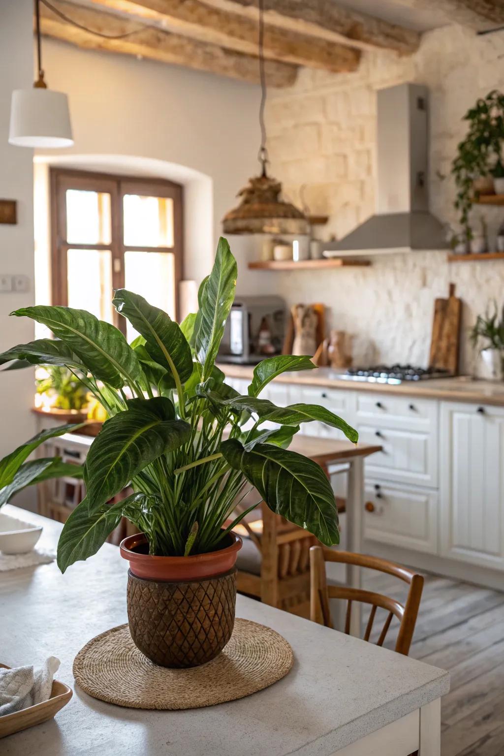 Make a daring declaration with a prominent plant centerpiece.