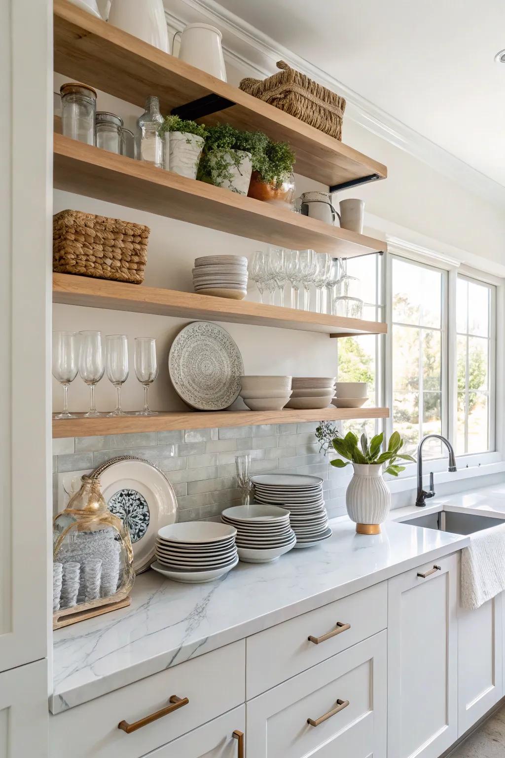 Open shelves that offer practicality and style.