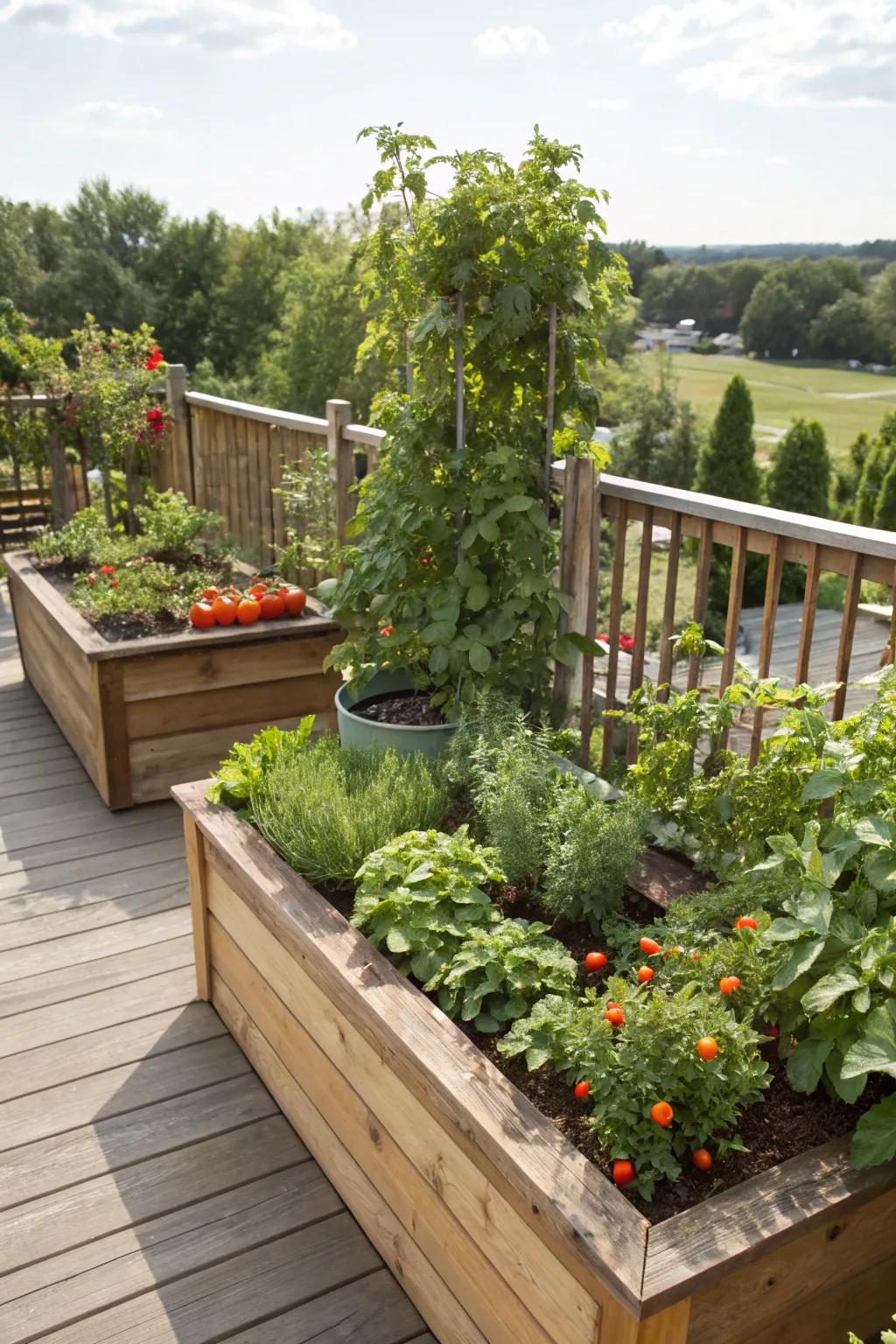 Edible gardens add practicality and delight to your deck space.