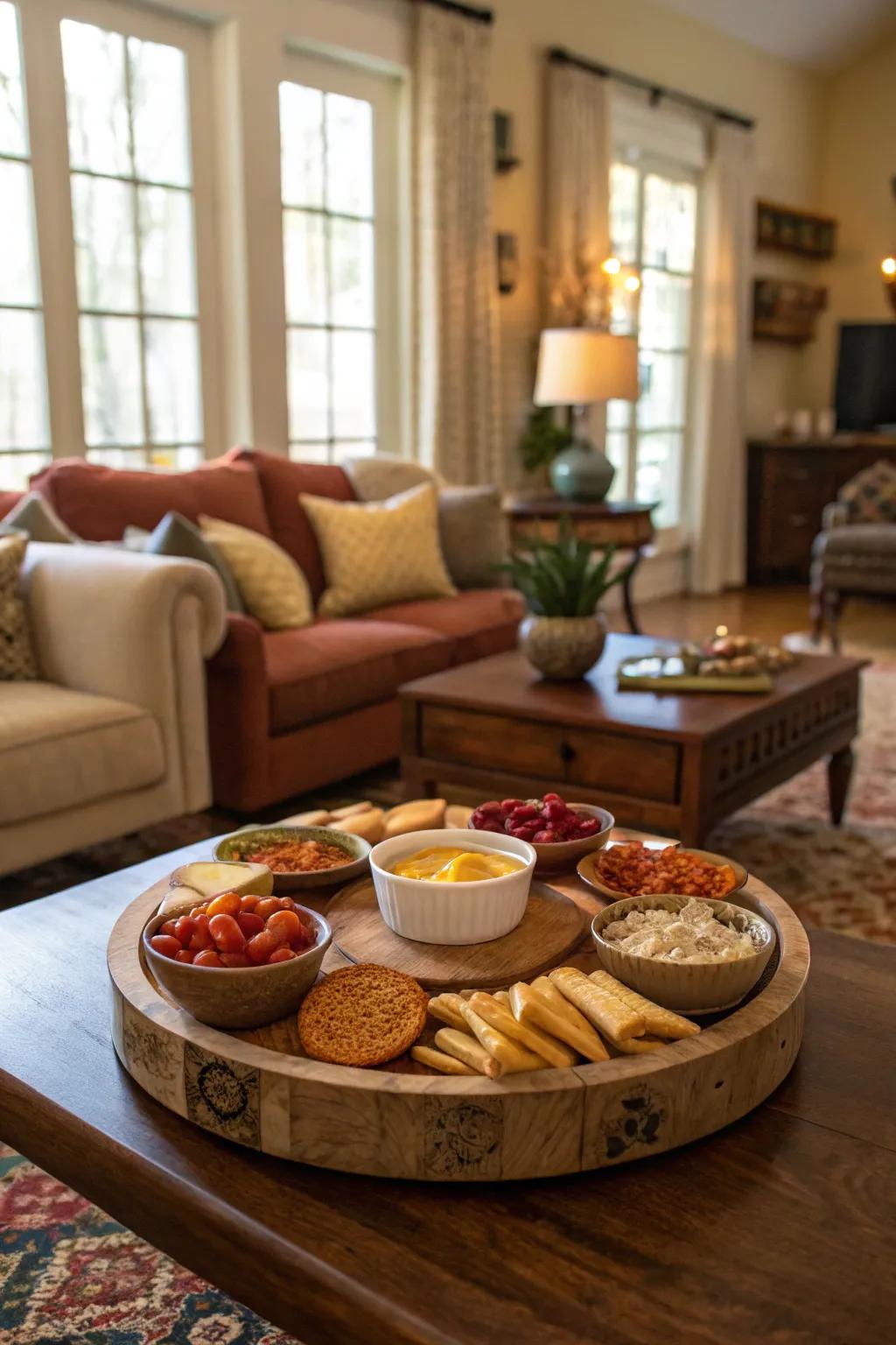 A fun snack spot using a spinner, great for having visitors.