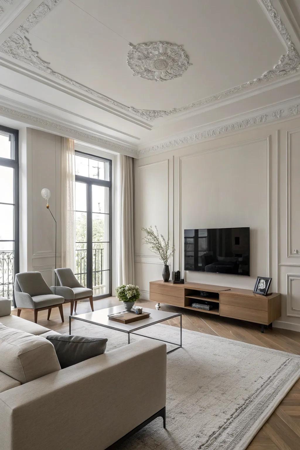 Ultra-slim crown molding for minimalist elegance.